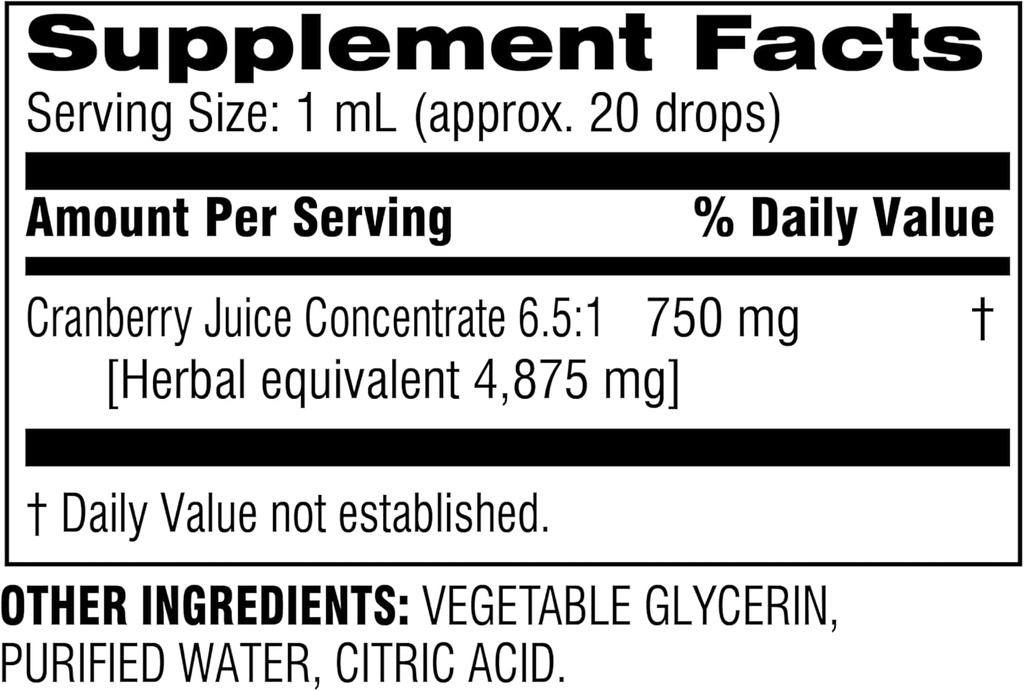 Botanic Choice Alcohol Free Liquid Extract Herbal Supplements, Cranberry, 1 Ounce