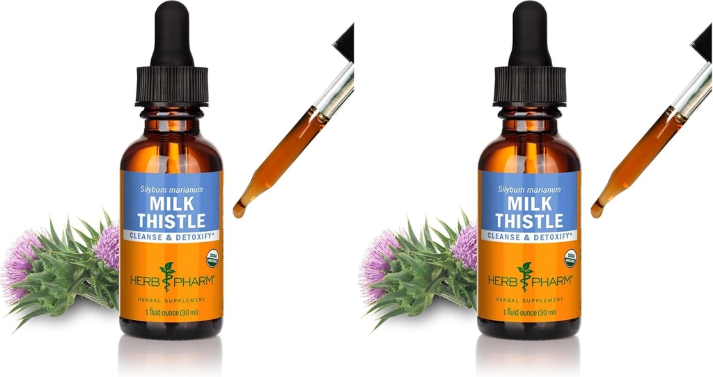 Herb Pharm Milk Thistle Seed Liquid Extract for Liver Function Support - 1 Ounce (Pack of 2)