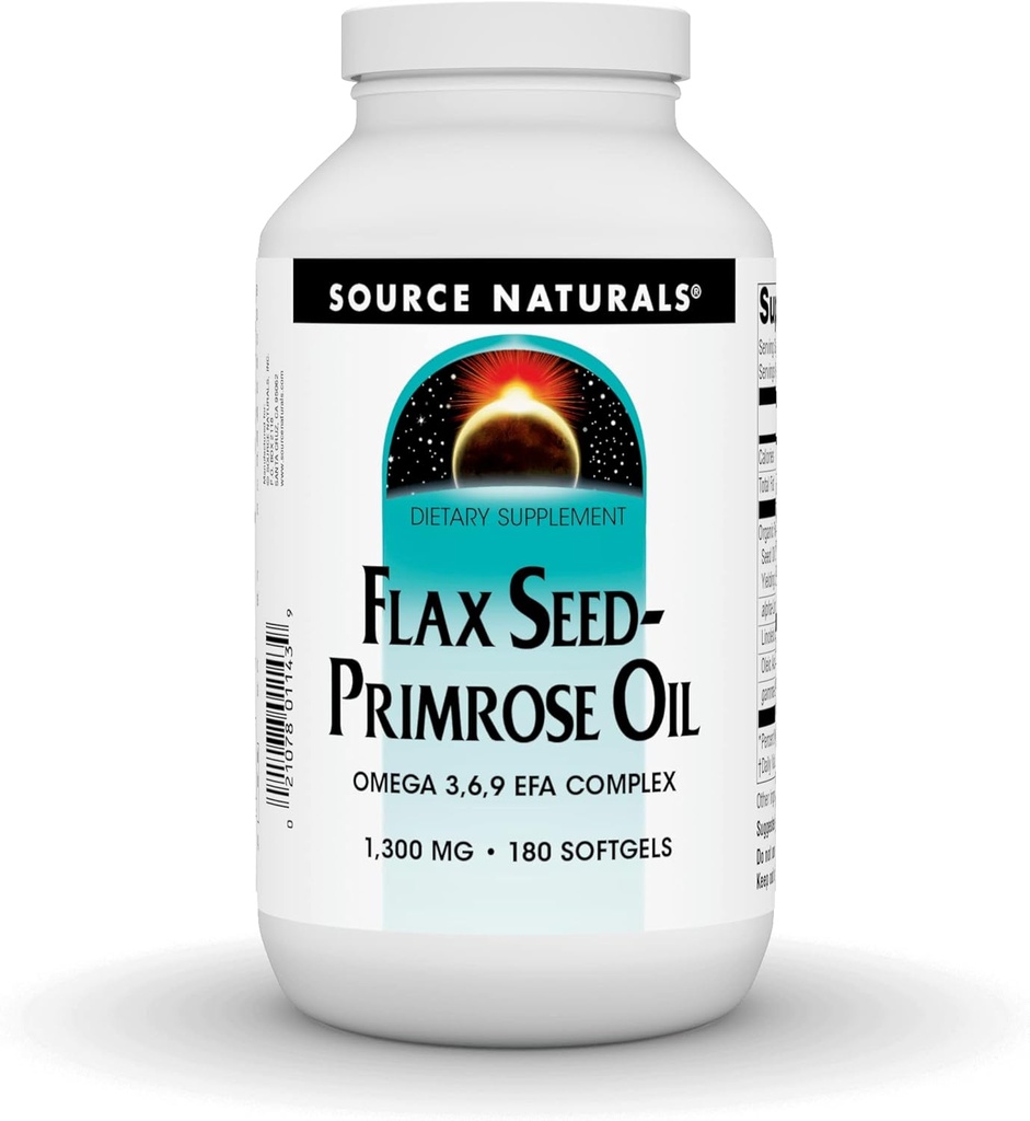 Source Naturals Flax Seed-Primrose Oil, Omega 3,6,9 EFA Complex, 1300mg - 180 Softgels