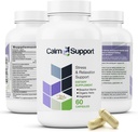 CalmSupport: Stress & Relaxation Support - Ashwagandha, Passion Flower, Valerian Root, Ginger, GABA, Velvet Bean, Motherwort, Oat Seed, Phyllanthus, L-Theanine, L-Tryptophan, Folate, C,B1,B6,B12,Zinc