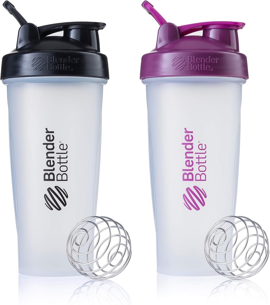 BlenderBottle Classic Shaker Bottle Perfect for Protein Shakes and Pre Workout, 28-Ounce (2 Pack), Colors May Vary