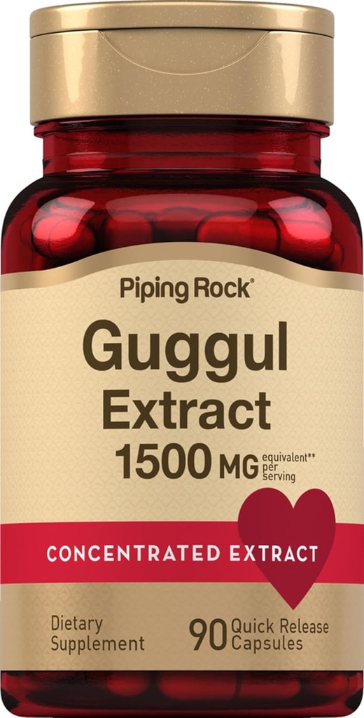 Piping Rock Guggul Supplement | 1500 mg | 90 Capsules | Concentrated Extract | Non-GMO, Gluten Free