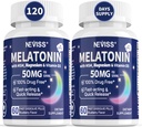 Melatonin 50 mg for Adults - Extra Strength 9-in-1 Fast Dissolve Sublingual - w/Vitamin D3 & MSM, Relaxing Herbal Blend-Ashwagandha, Lemon Balm, Passionflower,Chamomile,Sugar Free, Vegan 120 Servings