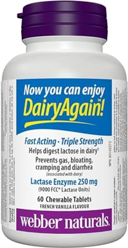 Dairy Again!™ Lactase Enzyme 250 mg Chewable Tablets