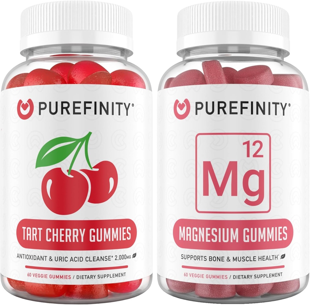 PUREFINITY Tart Cherry and Magnesium Gummies Bundle (Uric Acid Flush & Cleanse with Magnesium Support)