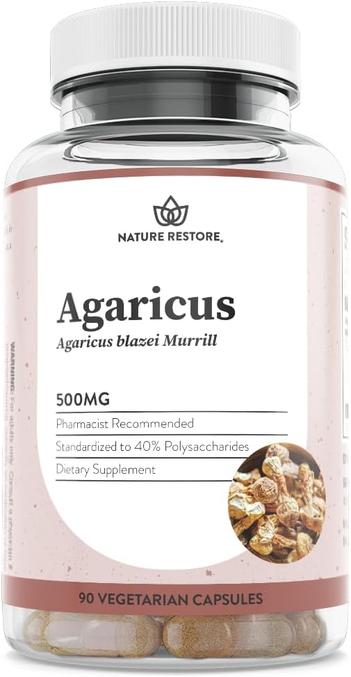 Nature Restore Agaricus Blazei Murill Extract Mushroom Supplement, 90 Capsules, 40% polysaccharides