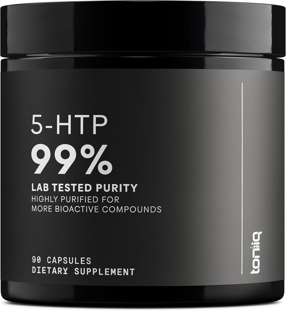 Toniiq Ultra High Strength 5HTP Capsules - 99%+ Highly Purified and Bioavailable - 12:1 Concentrated Extract - 200mg - 90 Veggie Capsules
