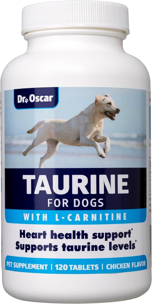 Taurine Supplement for Dogs Meets RDA of 500 mg per 25lbs Weight Unlike Most Alternatives, 120ct, Helps Maintain Dog Heart Health, Normal Function of The Cardiac Muscle & Normal Blood Flow