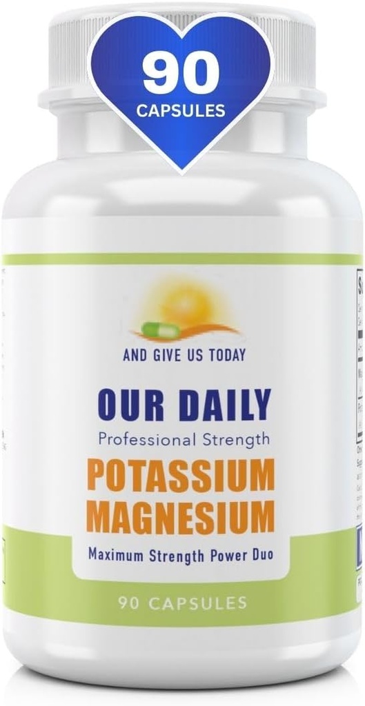 Our Daily Vites Magnesium Potassium Complex 90 Capsules Supplement High Absorption Magnesium Aspartate Oxide Support Vascular Health & Leg Cramp Potassium Aspartate Chloride