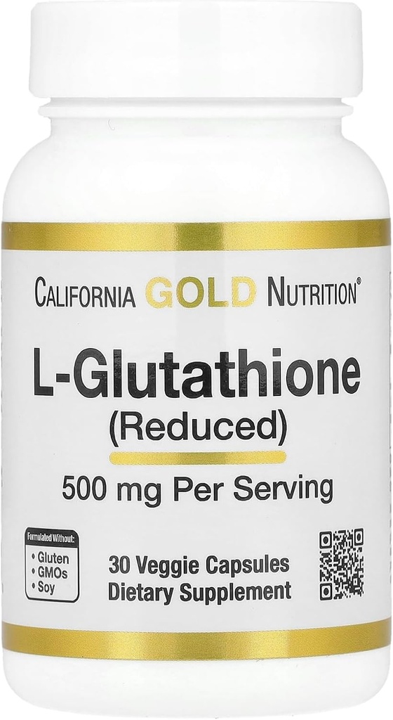 California Gold Nutrition L-Glutathione (Reduced), 500 mg, 30 Veggie Capsules