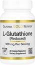California Gold Nutrition L-Glutathione (Reduced), 500 mg, 30 Veggie Capsules