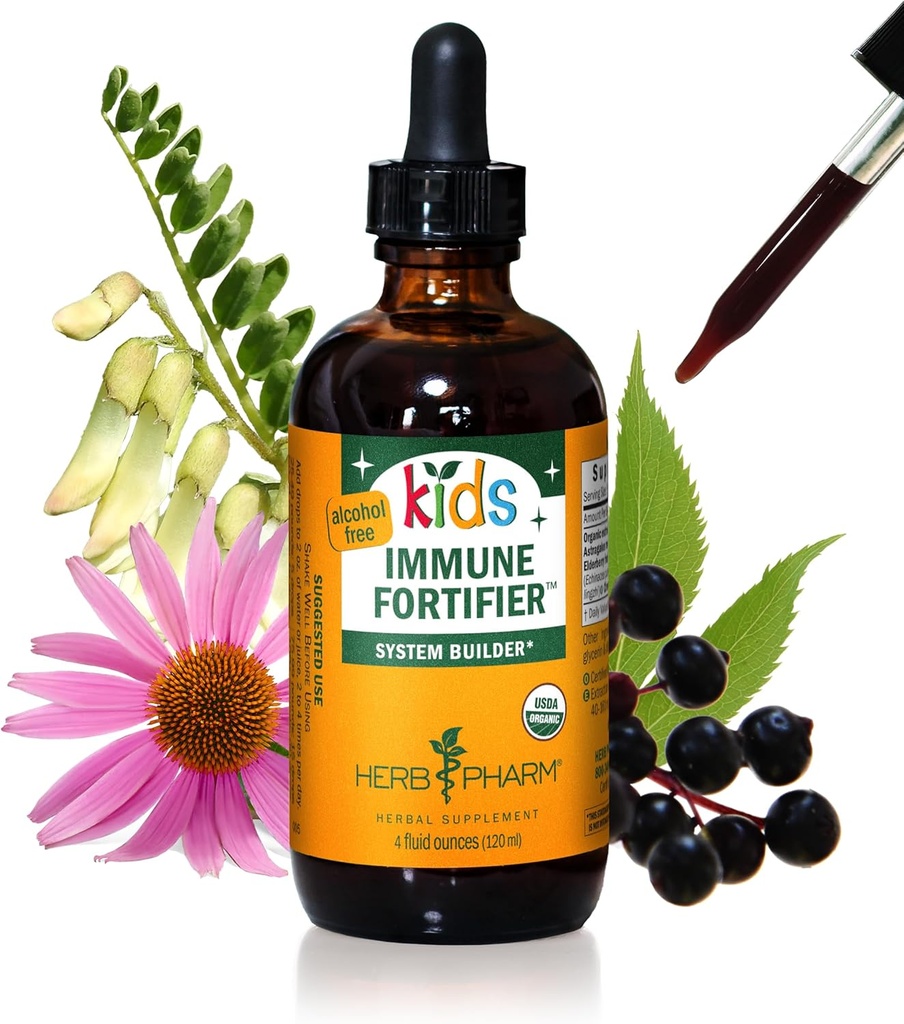 Herb Pharm Kids Certified-Organic Alcohol-Free Immune Fortifier Liquid Herbal Formula, 4 Ounce