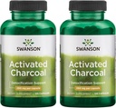 Swanson Activated Charcoal - Natural Supplement Supporting Healthy Absorption - Helps w/Bloating & Maintaining Bowel Regularity - (120 Capsules, 520mg per Serving) 2 Pack