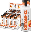Ketone-IQ Ketone Energy Shots - 100mg Green Tea Caffeine, 5g Exogenous Ketones, and B Vitamins - 24 On The Go Caffeine Shots - Fast Acting Energy Drink (Peach)