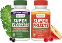 Feel Great Fruit and Vegetable Supplements | 20+ Super Reds & Greens for Natural Energy Support | Vegan Fruit and Veggie Vitamins | 2 Pack of 90 Count Each