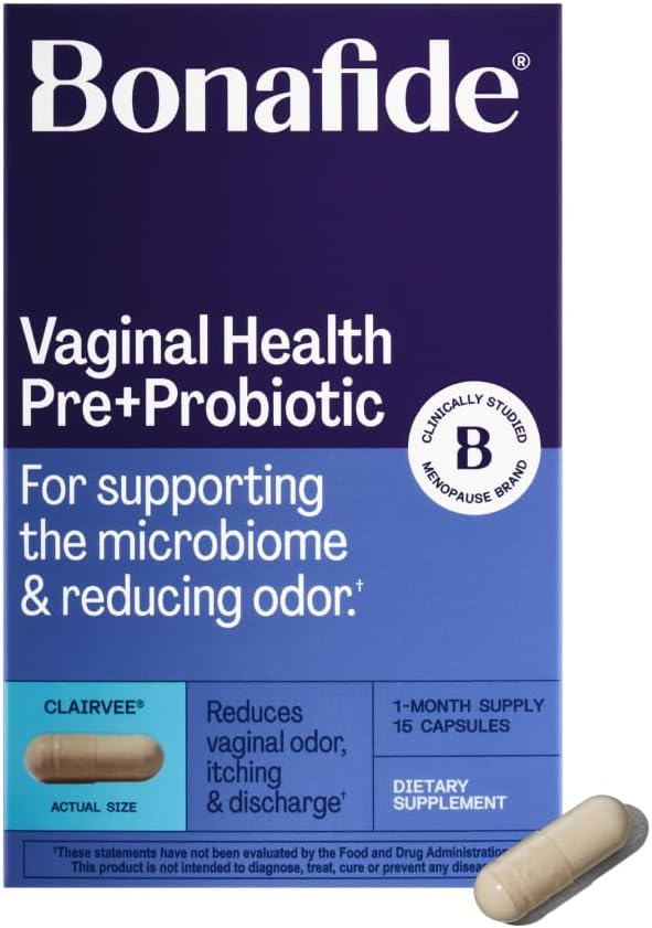 Bonafide Clairvee Vaginal Probiotic for Relief from Odor, Itching & Discharge, 1-Month Supply (15 Capsules)