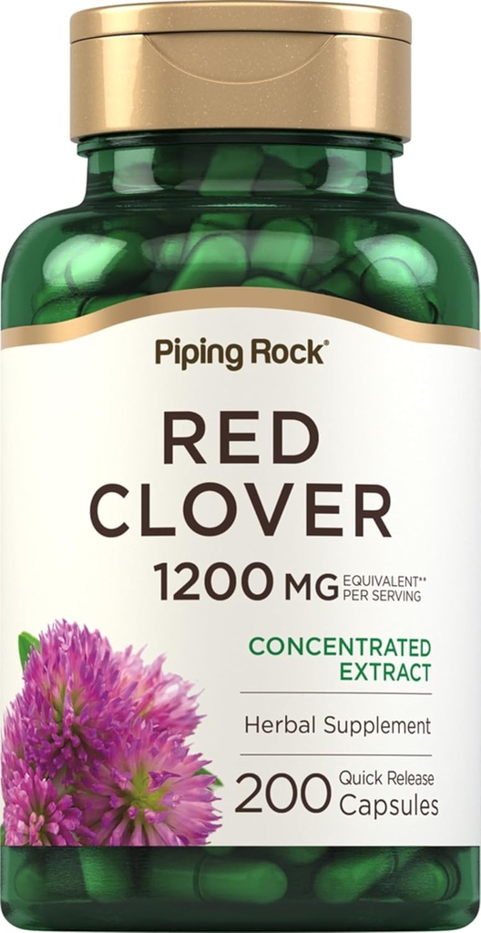 Piping Rock Red Clover 1200mg | 200 Capsules | Herbal Supplement | Blossom Extract | Non-GMO, Gluten Free