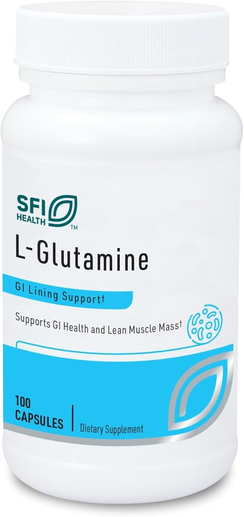 Klaire Labs SFI Health L Glutamine Capsules - 500 Milligrams Hypoallergenic Amino Acids Supplement - Supports Muscle & GI Function - Dairy Free & Gluten Free (100 Capsules)