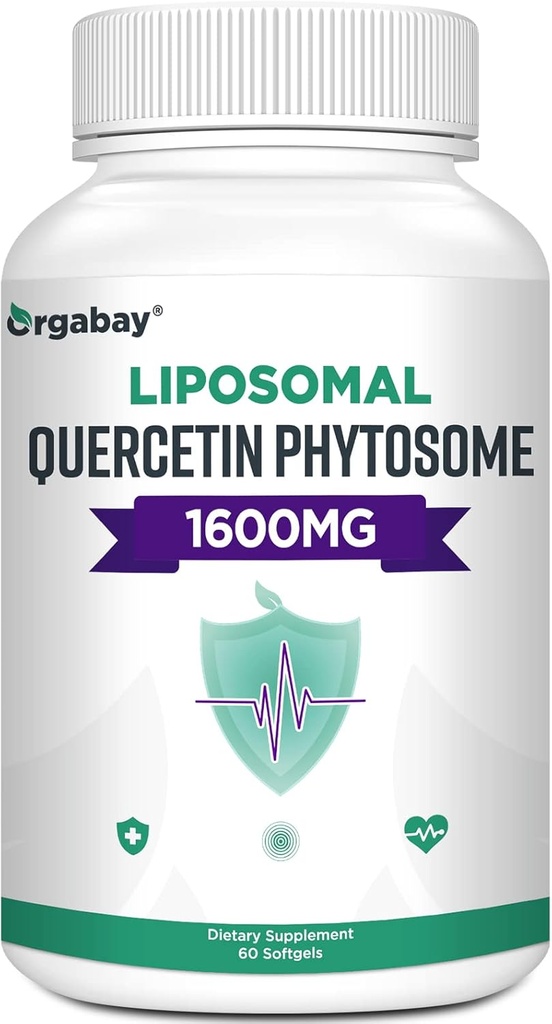 Orgabay Liposomal Quercetin Phytosome 1600 mg,Bromelain 200mg,Zinc 30mg,Vitamin C Turmeric 40 mg,Highest Absorption,Quercetin Complex, 60 Softgels