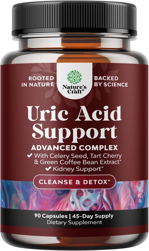 Green Coffee Bean Extract for Uric Acid Cleanse & Detox - Green Coffee Beans with Turmeric, Tart Cherry & Celery Seed for Adults - Daily Uric Acid Flush for Joints Support & Kidney Cleanser – 90 Ct