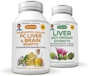 ANDREW LESSMAN PC Liver and Brain Benefits + Liver Anti-Oxidant Extracts Kit: 90 Capsules(60sg+30cp) - Phosphatidyl Choline, Milk Thistle, Artichoke, Curcumin.