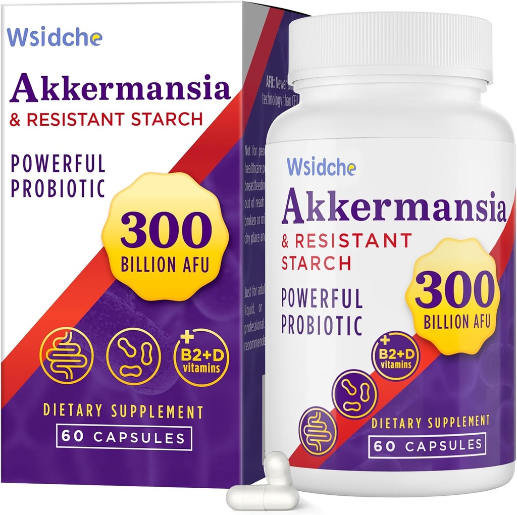 300 Billion AFU Akkermansia Probiotic | supplement for Women & Men, Akkermansia Muciniphila for Akkermansia, Digestive, Gut, Immune, Enhances Gut Digestive Lining function, Akka Superbiotics - 60 Caps