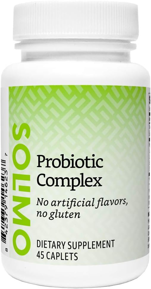 Amazon Brand - Solimo Probiotic Complex, 70 mg Probiotic Blend, 45 Caplets, 45 Day Supply