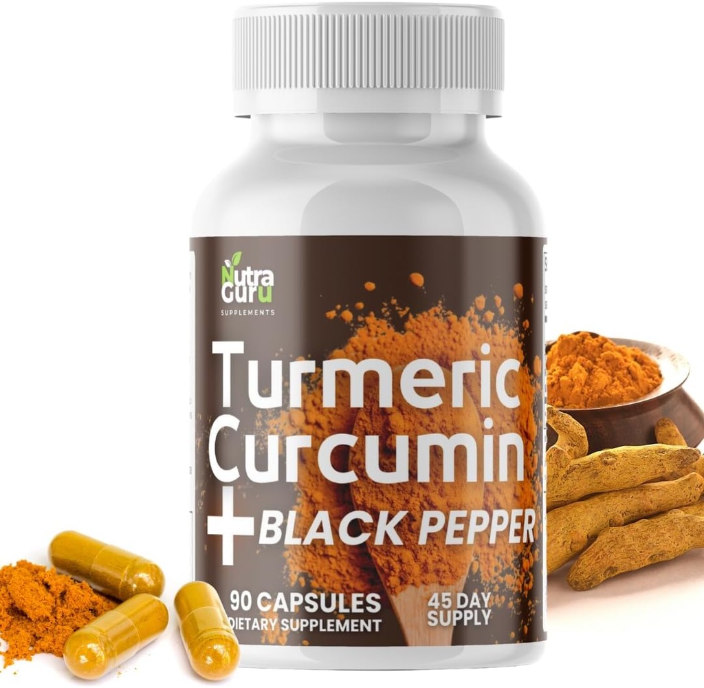Turmeric Curcumin with Black Pepper – 90 Capsules.