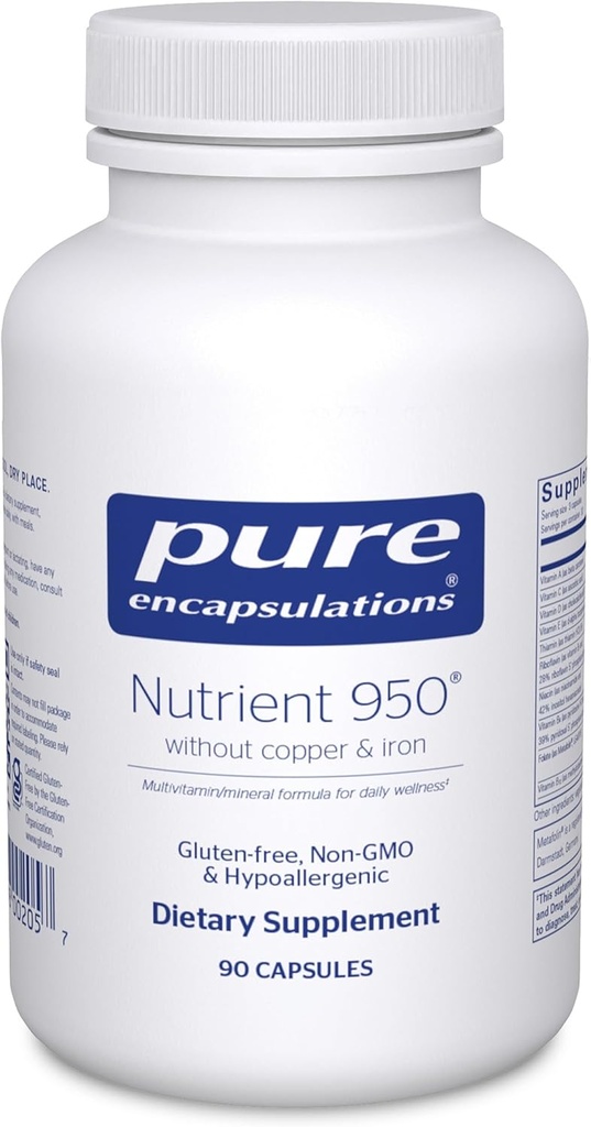 Pure Encapsulations Nutrient 950 Without Copper & Iron | Hypoallergenic Multi-Vitamin/Mineral Formula for Optimal Health | 90 Capsules