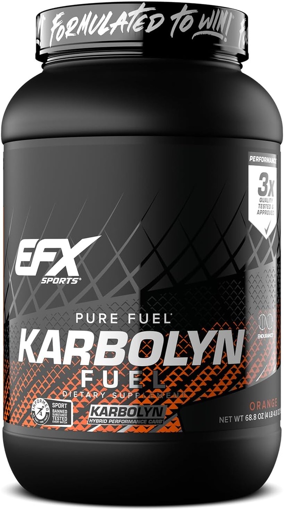 EFX Sports Karbolyn Fuel | Fast-Absorbing Carbohydrate Powder | Carb Load, Sustained Energy, Quick Recovery | Stimulant Free | 35 Servings (Orange)