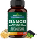 SANDHUHERBALS Sea Moss Capsules with Black Seed Oil Ashwagandha Ginger Burdock Root | Advanced Seamoss 60 Count | All Men Women Age