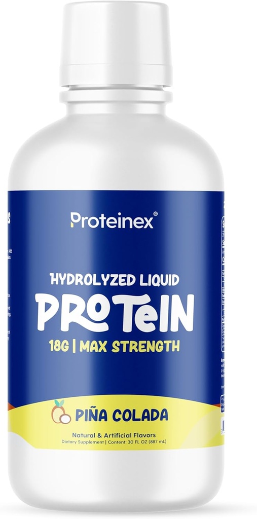 Proteinex Medical Grade Liquid Hydrolyzed Protein Max Strength - Supports Wound Healing and Doctor Recommended- No Carbs, Zero Sugars & Ready to Drink Liquid Protein (Natural Pina Colada, 30 Fl Oz)