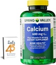 Spring Valley Calcium 600 mg Plus Vitamin D3, 250 Coated Tablets. Bone Health Support Supplement. 800 IU Vitamin D per Tablet Bundle with 45 Diabetes Decoded