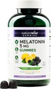 NatureWise Melatonin Gummies 5mg - Non-Habit Forming Sleep Support Supplement with Ashwagandha, Valerian Root - BlackBerry-Lemon Flavor - Vegan, Gluten Free, Non-GMO - 180 Count[90-Day Supply]