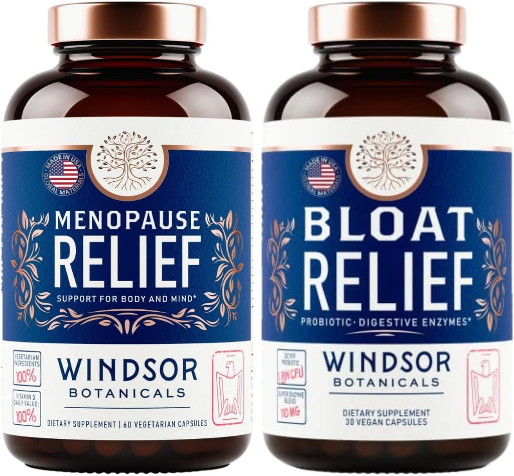 WINDSOR BOTANICALS Menopause Supplements and Bloat Relief Probiotic - Female Helath Bundle