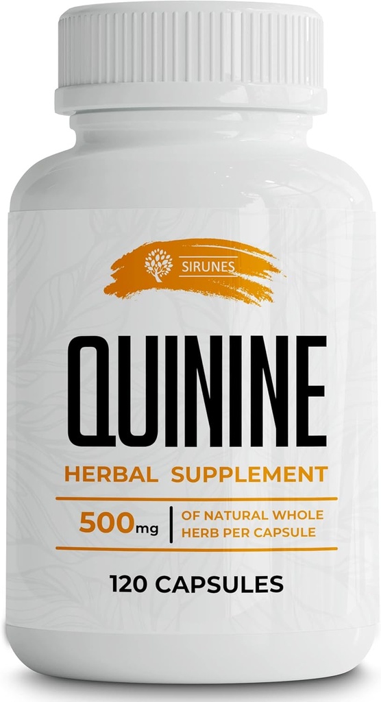 SIRUNES Leg Cramps Relief Quinine Capsules – Natural Cinchona Bark Supplement for Cramp Defense & Digestive Health – 1000mg Quinine Pills, 120 Tablets, Non-GMO, Gluten-Free