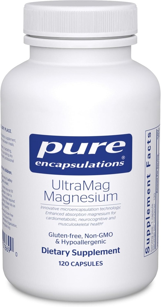 Pure Encapsulations UltraMag Magnesium - Superior Absorption - Bone & Muscle Support* - Essential Minerals Supplement - Vegan & Non-GMO - 120 Capsules