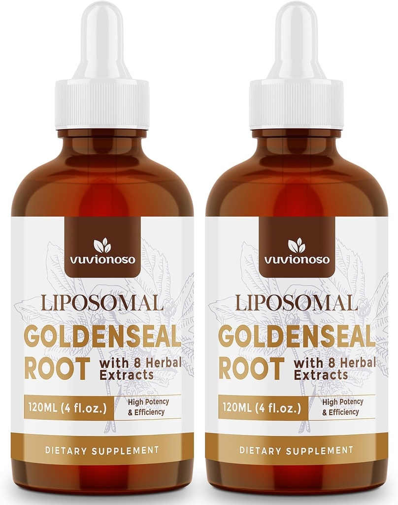 Golden Seal Tincture 3000mg - Goldenseal Root for Immune Function & Lung Care - Sugar-Free, Vegan, Fast Absorbing - Echinacea & Goldenseal Liquid Extract, 120ml (Pack of 2)
