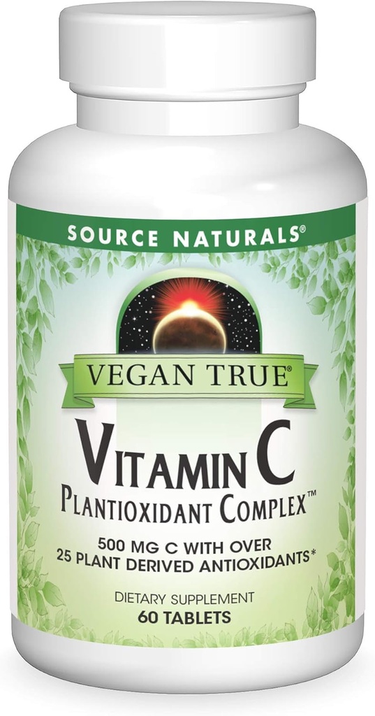 SOURCE NATURALS Vegan True Vitamin C Plantioxidant Complex Tablet, 60 Count