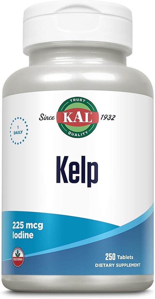KAL 225 Mcg Kelp Iodine Tablets, 250 Count