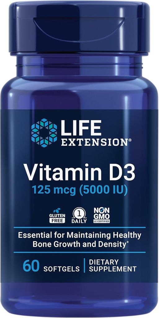 Life Extension Two-Per-Day 120 Tablet Multi-Vitamin & 60 Softgel 5000 IU Vitamin D3 Supplement Bundle