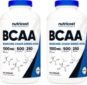 Nutricost BCAA 1000mg, 500 Capsules (250 Serv), 2:1:1 Branched Chain Amino Acids (500mg of L-Leucine, 250mg of L-Isoleucine and L-Valine) (2 Bottles)