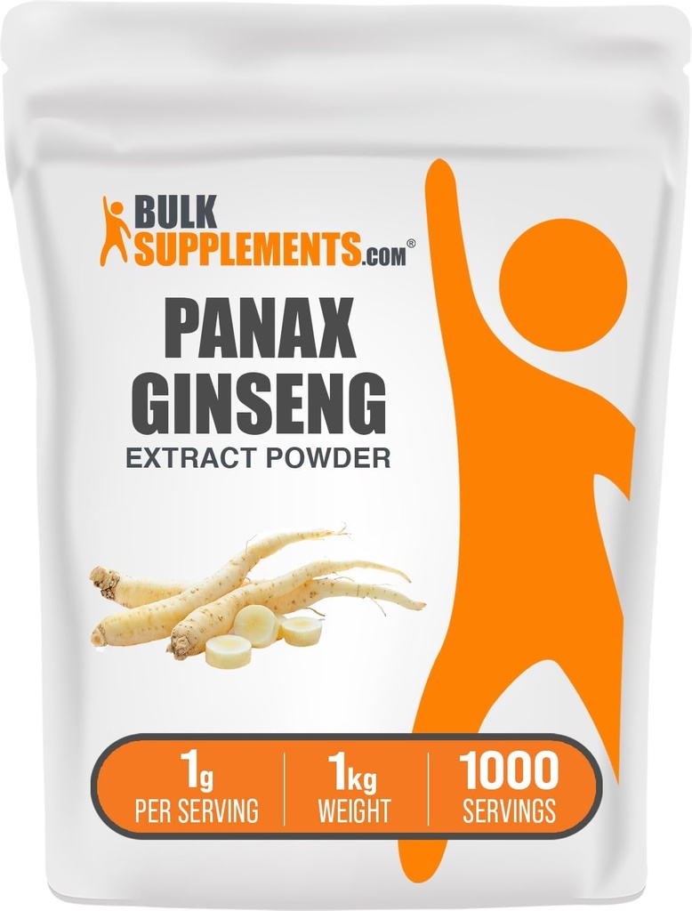 BulkSupplements.com Ginseng Root Extract Powder - Panax Ginseng Supplement, Herbal Supplement - Vegan & Gluten Free, 1g per Serving, 1kg (Pack of 5) (11 lbs)