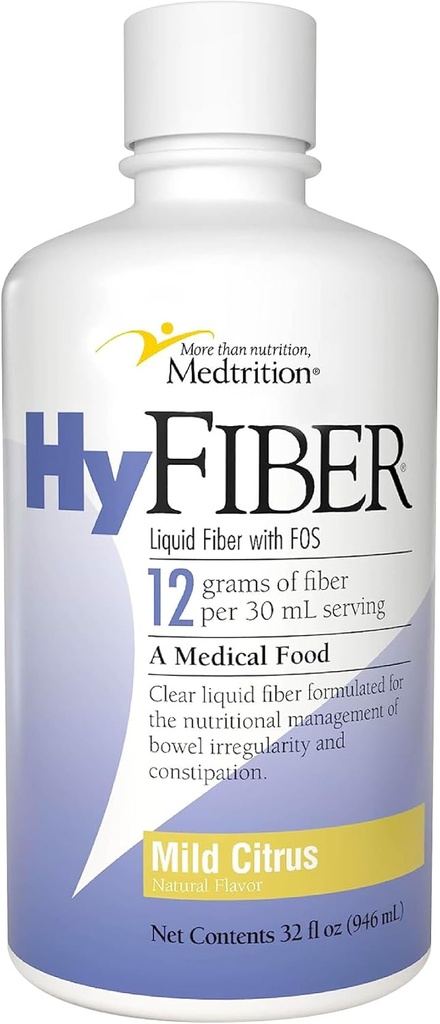 Medtrition HyFiber Daily Liquid Fiber for Regularity and Soft Stools, 12 Grams Soluble Fiber, 32 fl oz 1 Bottle
