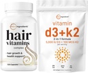 Micro Ingredients Vitamin D3 5,000iu + K2 100mcg Softgels & Hair Vitamins Complex Capsules Bundle 2 Pack | Essential Sunshine Vitamins | 14-in-1 Advanced Hair Growth Support