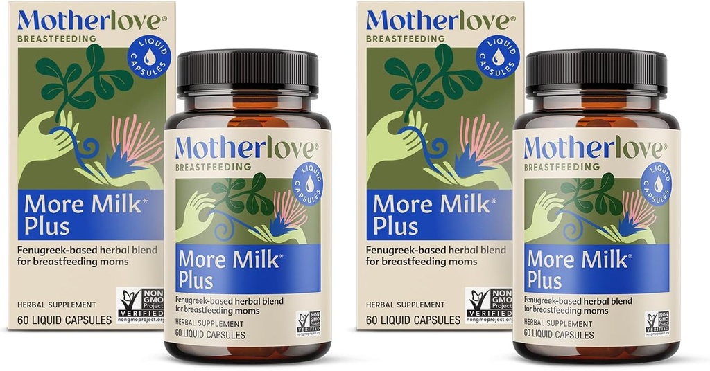 Motherlove More Milk Plus (60 Liquid caps 2 Pack) Fenugreek-Based Lactation Supplement to Support Breast Milk Supply—Non-GMO, Organic Herbs, Vegan, Kosher