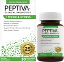 Peptiva Probiotics Mood & Stress - Stress and Mood Support, Digestive Support, Gut Health, 25 Billion CFU, Multi-Strain Probiotics, Lactobacillus Acidophilus, Bifidobacterium - 30 Capsules
