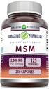 Amazing Formulas MSM (Methylsulfonylmethane) Supplement | 2000 Mg Per Serving | Capsules | Non-GMO | Gluten Free | Made in USA (250 Count | 1 Pack)