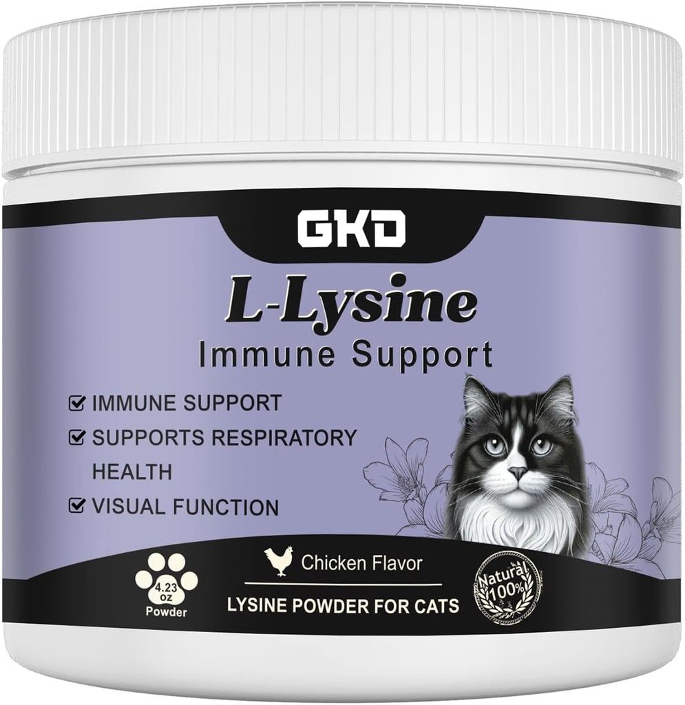 L-Lysine Powder for Cats, Immune Support for Cats, Supports Immune and Eye Health Supplement, Lysine Aid with Reduces Eye Discharge, Alleviates Sneezing and Runny Nose