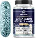 Magnesium Glycinate 400mg | High Absorption Magnesium for Sleep, Calm, Muscle Relaxation, Heart, Bone & Nerve Support for Women & Men | Advanced Microbeadlets | Chelated Mag Glycinate | 60 Ct.